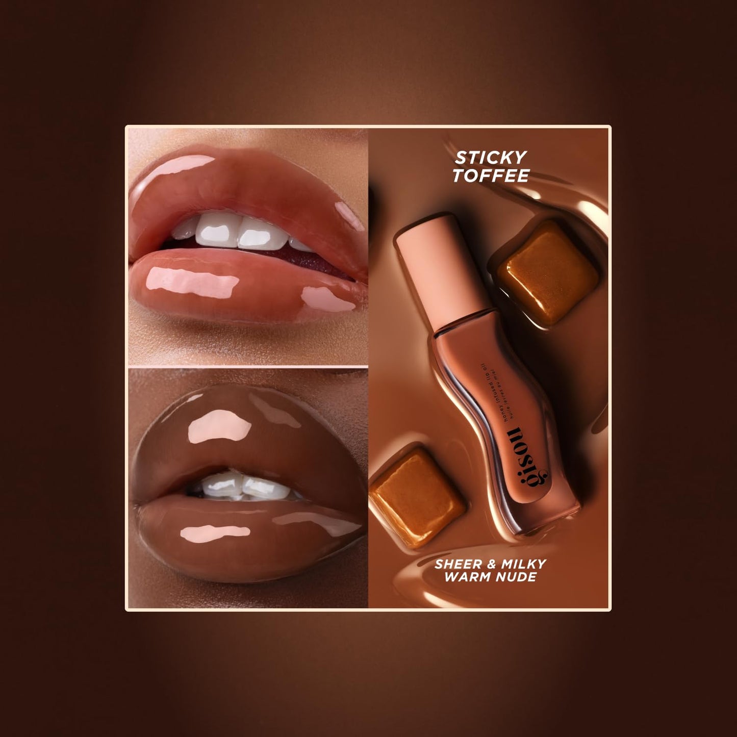 Gisou Honey Infused Lip Oil - Hydrating & Glossy Lip Oil with Mirsalehi Honey & Jojoba Seed Oil, Non-Sticky Shine, Sticky Toffee, 0.27 Fl Oz Beauty and Personal Care Gisou