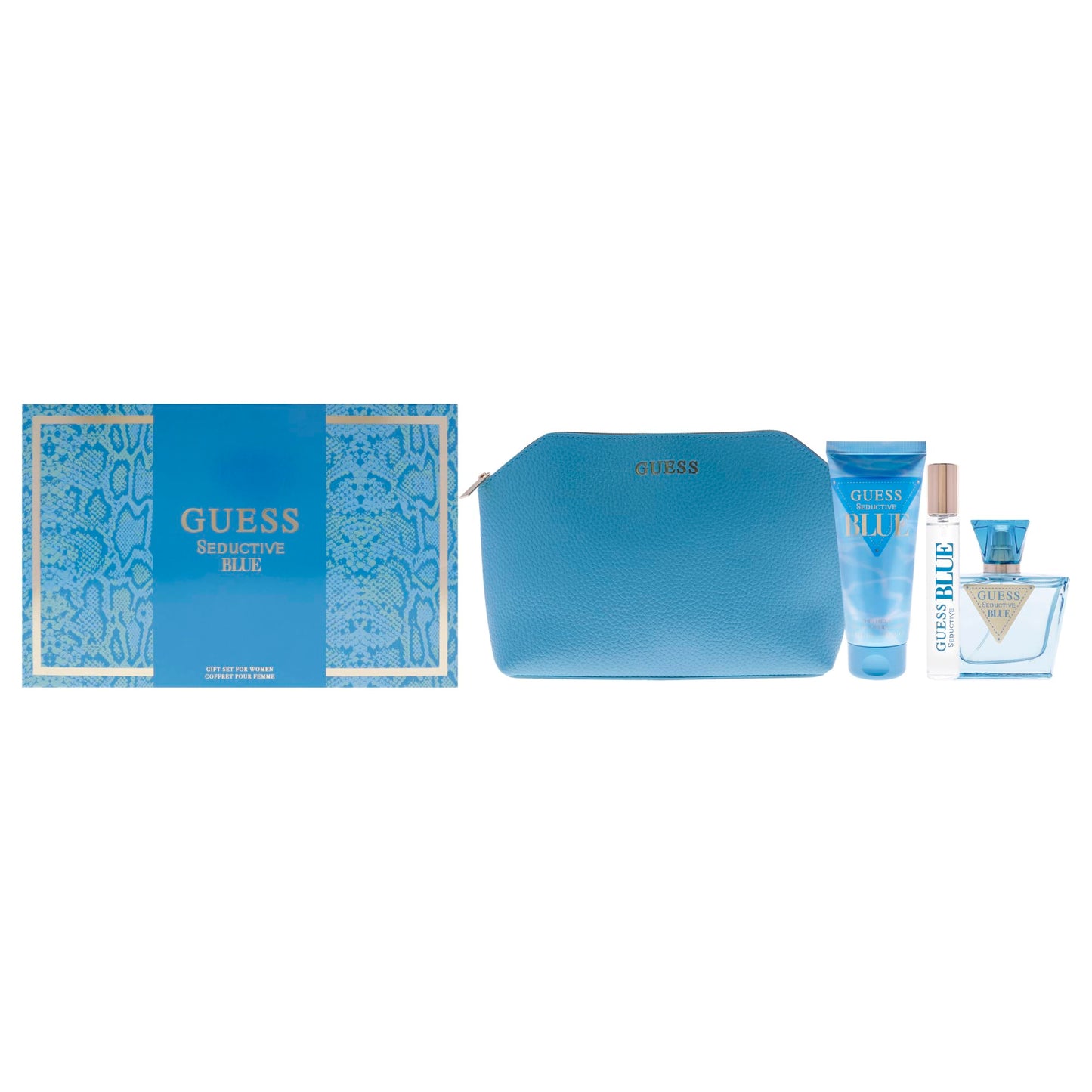 Guess Seductive Blue by Guess for Women - 4 Pc Gift Set 2.5oz EDT Spray, 3.4oz Body Lotion, 0.5oz EDT Spray, Pouch Beauty & Personal Care GUESS