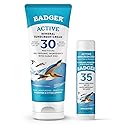 Badger Mineral Sunscreen Combo, SPF 30 Cream & SPF 35 Face Stick, Organic Ingredient with Mineral Zinc Oxide, Unscented Reef Safe Sunscreen Set, Broad Beauty & Personal Care Badger