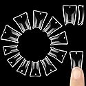 NOVO OVO 550 pcs Transparent Clear Crystal Duck Feet Style Flare Nail Tips Y2K Vibe Half Cover C Curve Wide French False Nail Extension Tips Acrylic Beauty & Personal Care NOVO OVO