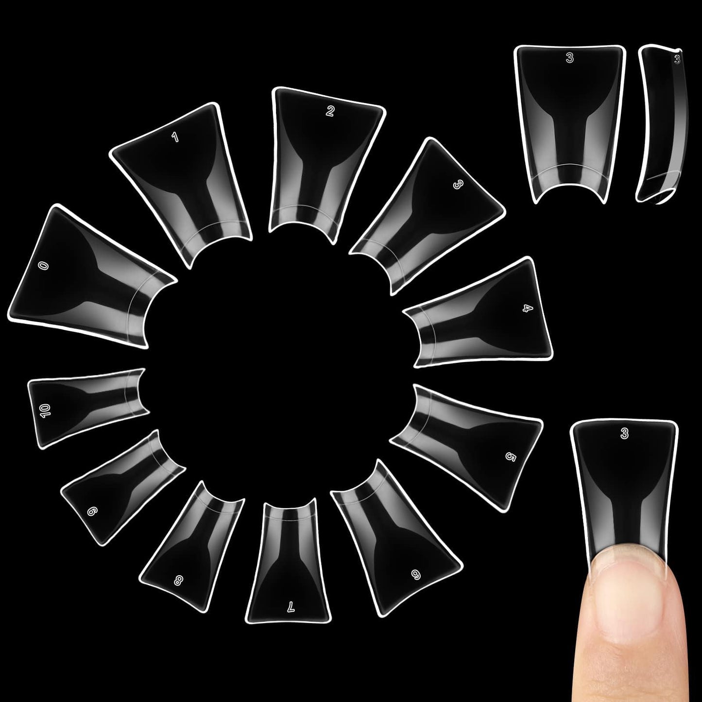 NOVO OVO 550 pcs Transparent Clear Crystal Duck Feet Style Flare Nail Tips Y2K Vibe Half Cover C Curve Wide French False Nail Extension Tips Acrylic Beauty & Personal Care NOVO OVO