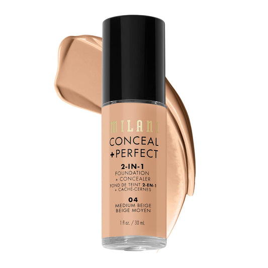 Milani Conceal + Perfect 2-in-1 Foundation + Concealer for a Flawless Complexion, Under Eye Corrector, Cover Redness and Imperfections, Waterproof Beauty & Personal Care Milani