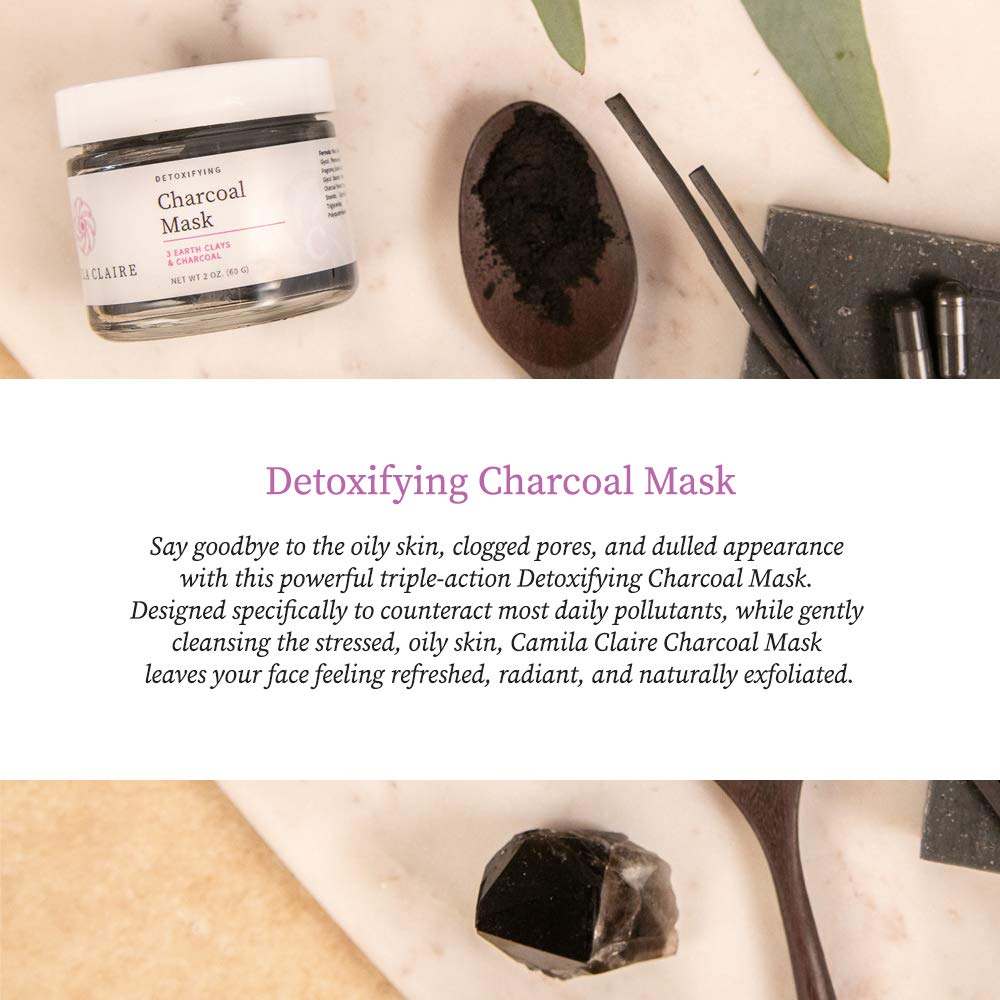 CAMILA CLAIRE DETOXIFYING CHARCOAL MASK: Helps Oil Control | Counteracts Daily Pollutants | Gently Cleanses Stressed Oily Skin | Made With Charcoal Beauty & Personal Care CAMILA CLAIRE