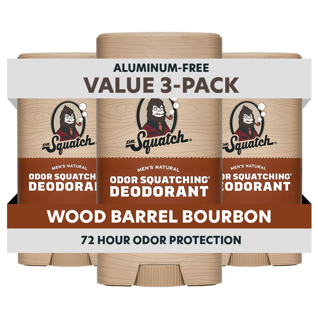 Dr. Squatch Natural Men’s Deodorant - Aluminum Free Natural Deodorant Men with Charcoal & Postbiotics for 72-Hour Odor Protection - Wood Barrel Beauty and Personal Care Dr. Squatch