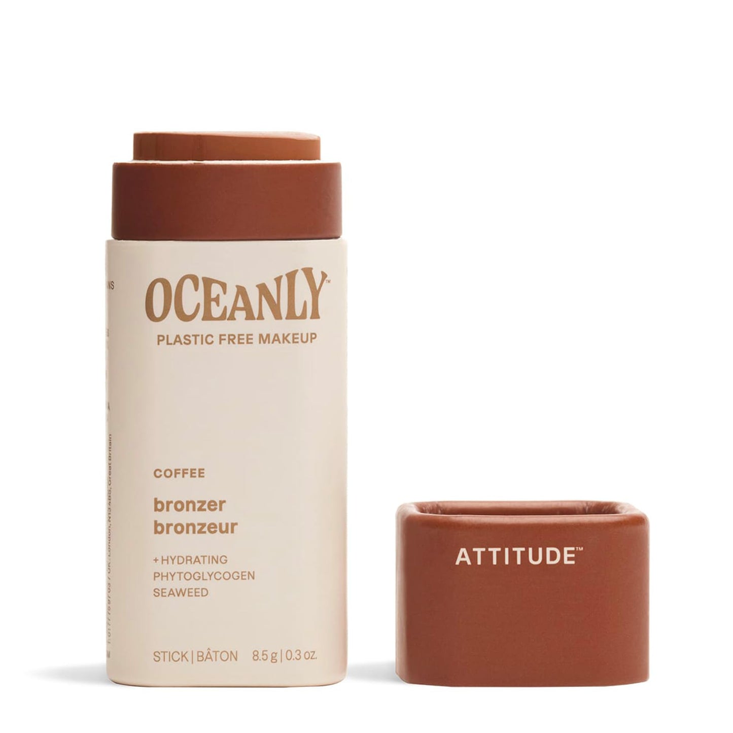 ATTITUDE Oceanly Plastic-Free Lightweight Bronzer Stick, Titanium Dioxide-Free, EWG Verified, Vegan & Cruelty-free Makeup, Coffee, 0.3 Ounces Beauty & Personal Care ATTITUDE
