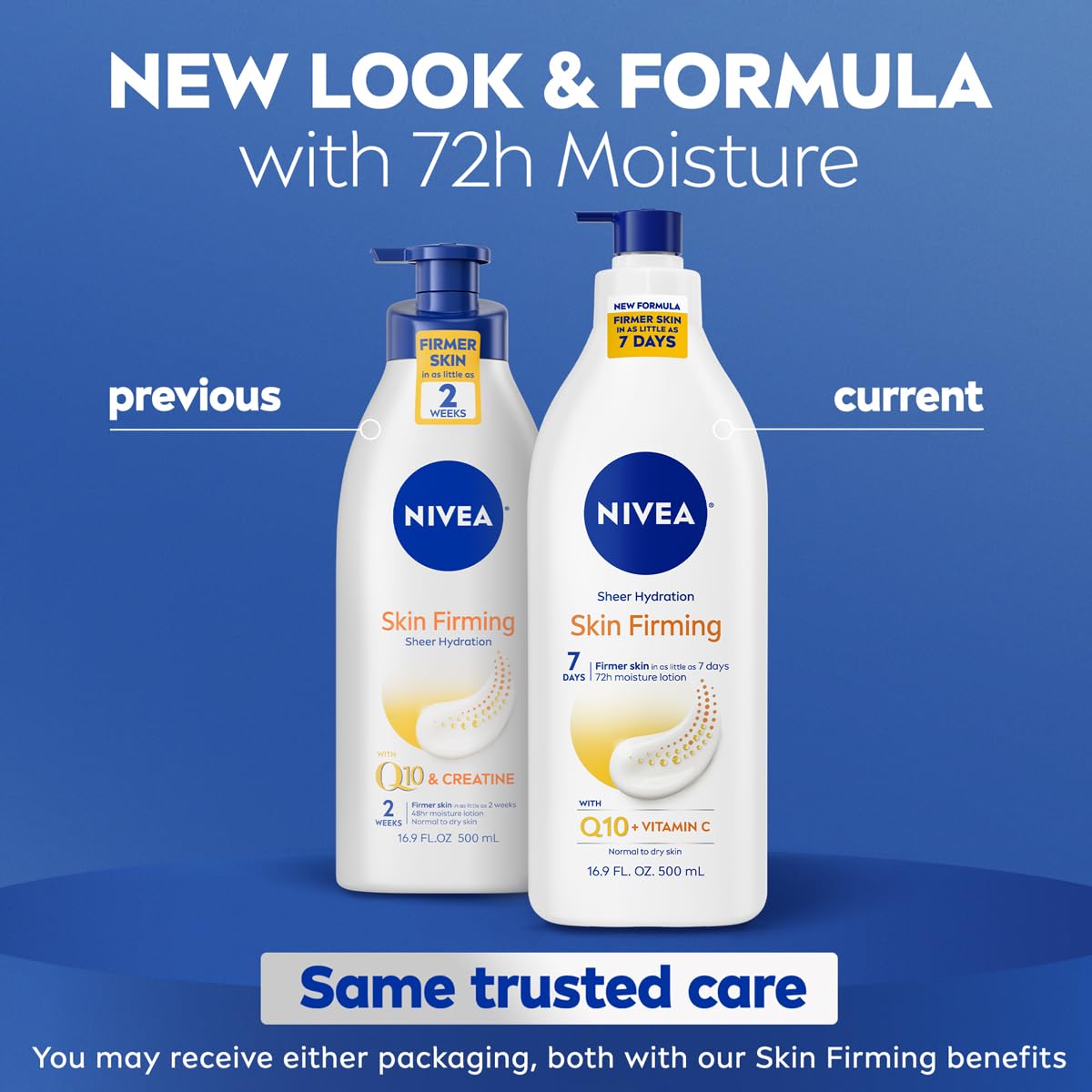 NIVEA Sheer Hydration Skin Firming Body Lotion with Q10 and Vitamin C, 72-Hour Body Moisturizer for Normal to Dry Skin, 16.9 Fl Oz Pump Bottle Beauty & Personal Care NIVEA