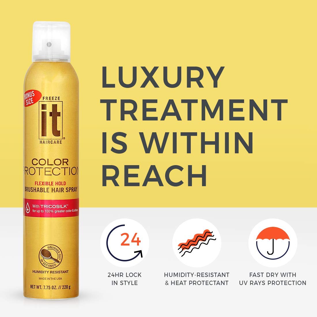 It Haircare Freeze Color Protection Flexible Hold Brushable Hair Spray 7.75 Oz (T-641) Beauty & Personal Care Freeze It