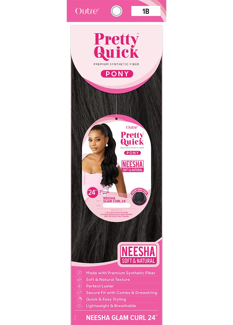 Outre Pretty Quick - Drawstring Pony - Neesha Glam Curl 24" (OFF BLACK 1B)