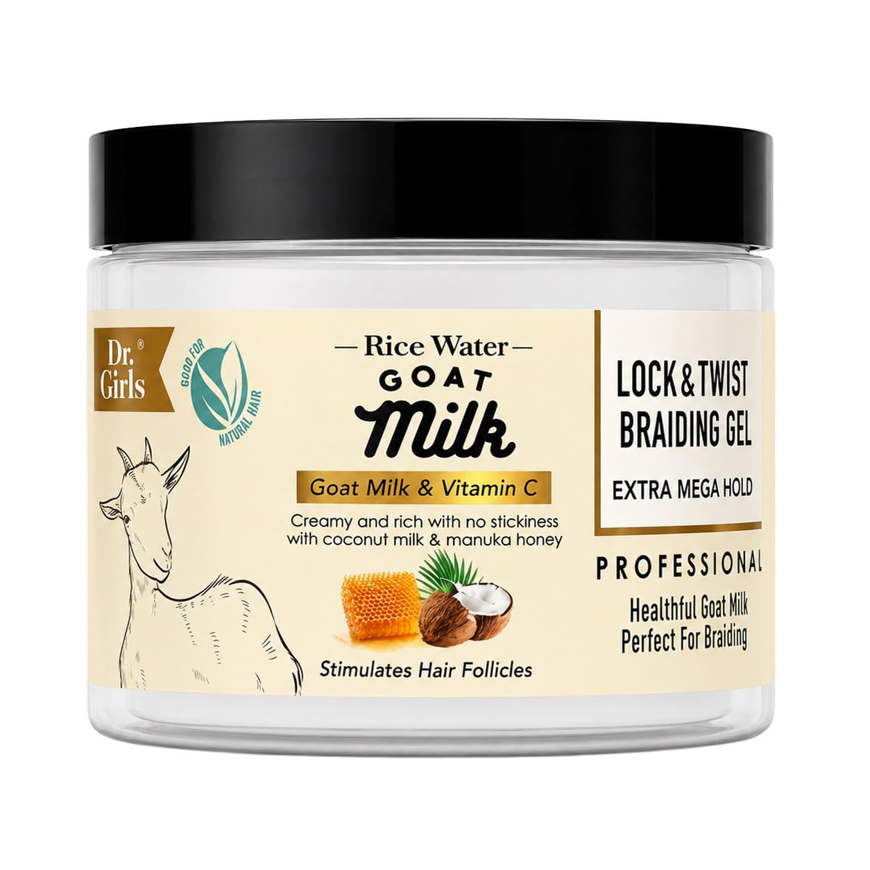 Dr Girls Super Grow Loc & Twists Braiding Conditioning Gel/9.8oz/ Extra Mega Hold (Goat Milk) Beauty & Personal Care R&B Collection