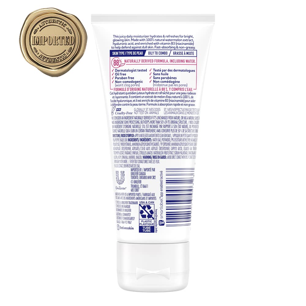 St. Ives Hydrate & Glow Face Moisturizer Watermelon 3 Ounce Beauty & Personal Care St. Ives