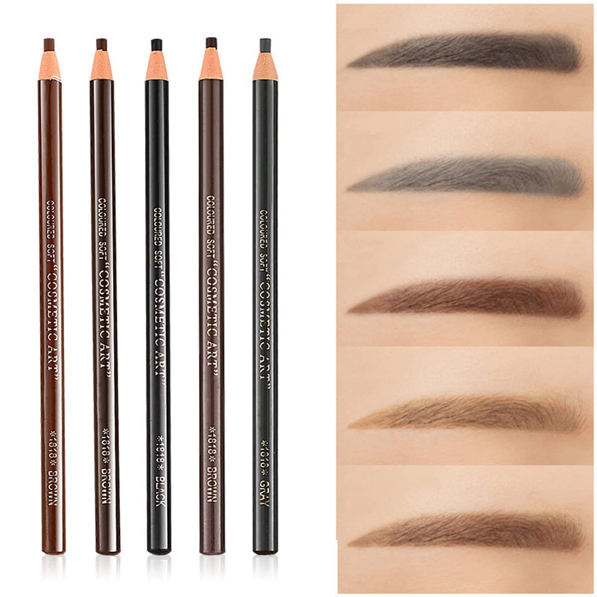 5pcs 5 Colors Peel-Off Eye Brow Pencil Set For Drawing Marking Eye Brow Pencil Pen Eyebrow Makeup Cosmetics Tool Beauty & Personal Care Acfun