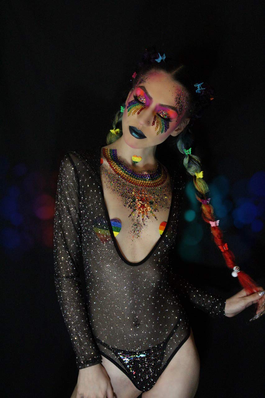 Neva Nude Face and Body Glitter Keychain - Chunky Glitter in Aloe for Festivals, Raves, and More | Cosmetic Grade | Super Sparkly (Rainbow Brite Beauty & Personal Care Neva Nude