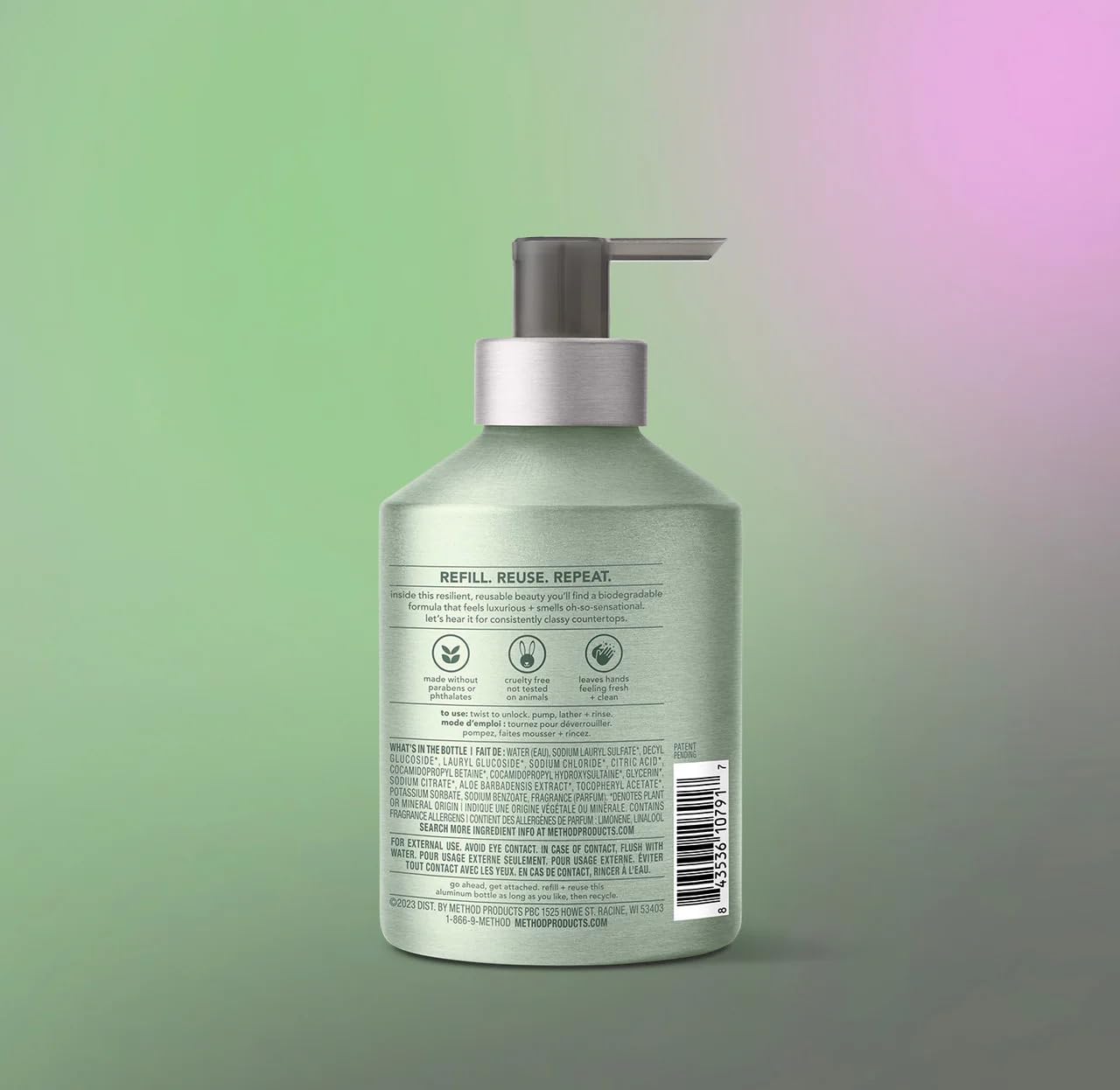 Method Premium Gel Hand Soap, Reusable Aluminum Bottle, Sage + Wild Mint, 12 oz (Pack of 1) Beauty & Personal Care Method