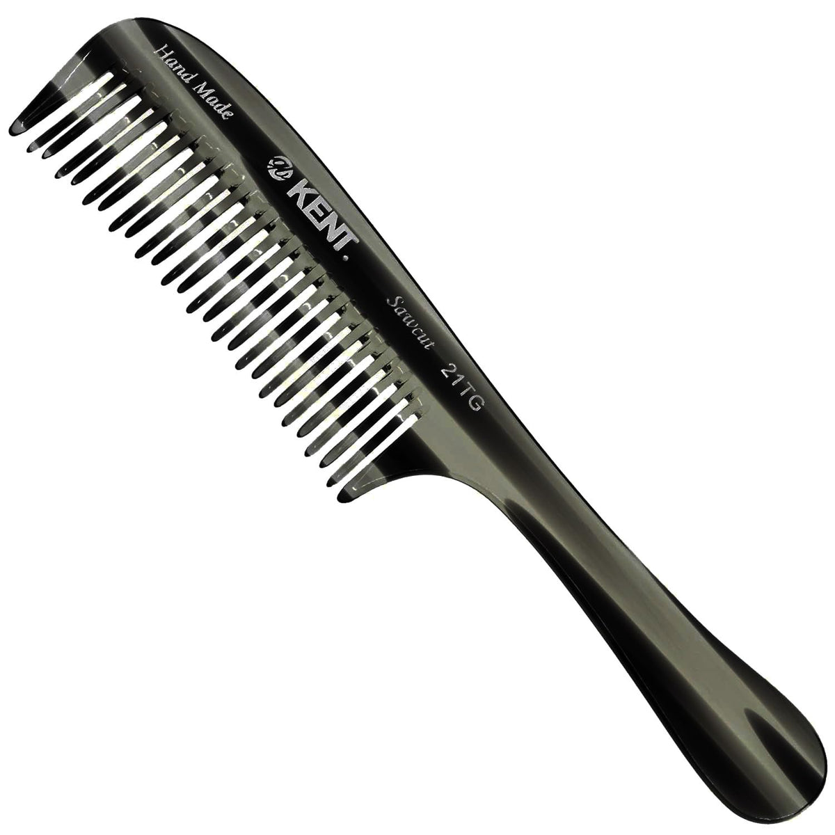Kent 21T Black Graphite Large Detangling Comb, Wide Teeth for Thick Curly Wavy Hair. Long Hair Detangler Comb For Wet and Dry. Handmade of Quality