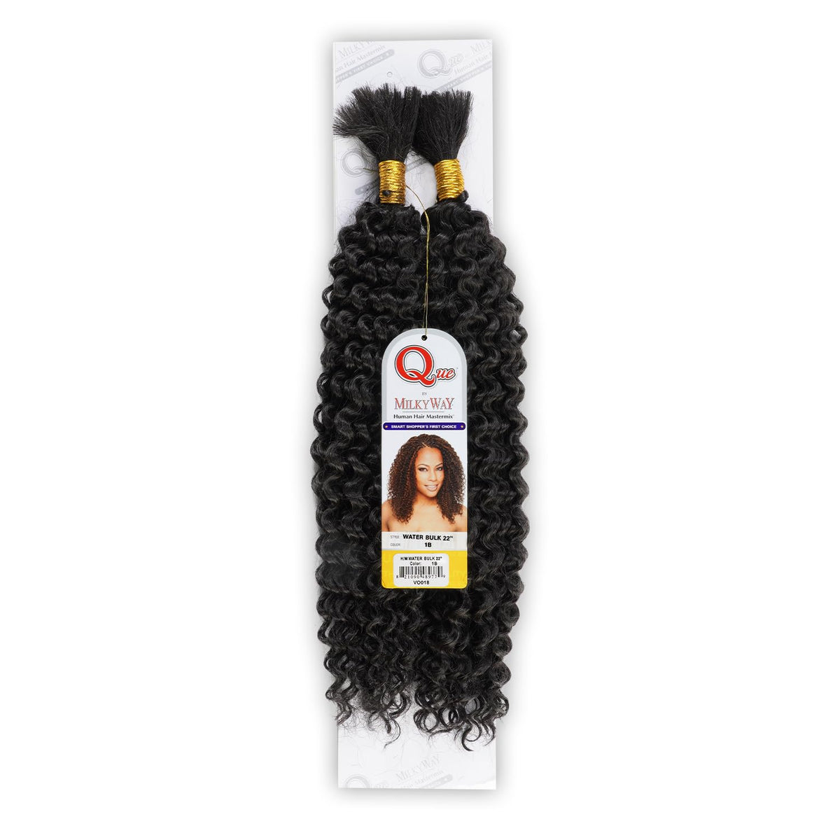 FreeTress MilkyWay Que Mastermix Human Hair WATER BULK 22 (Color:1B OFF BLACK)