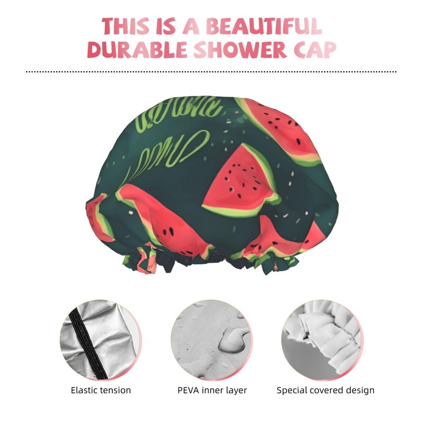 One in a Melon Shower Cap for Women Men Large Reusable Shower Bonnet Double-Layer Waterproof Bath Caps Elastic Band Hair Hat for All Hairstyles Beauty and Personal Care BWLHJKE