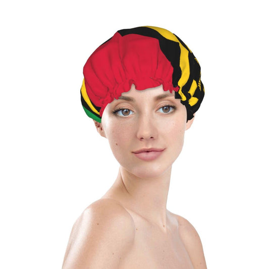 Vanuatu Flag Prints Shower Cap Double Layer Lined Waterproof Bathing Shower Hat Beauty and Personal Care Hayyett