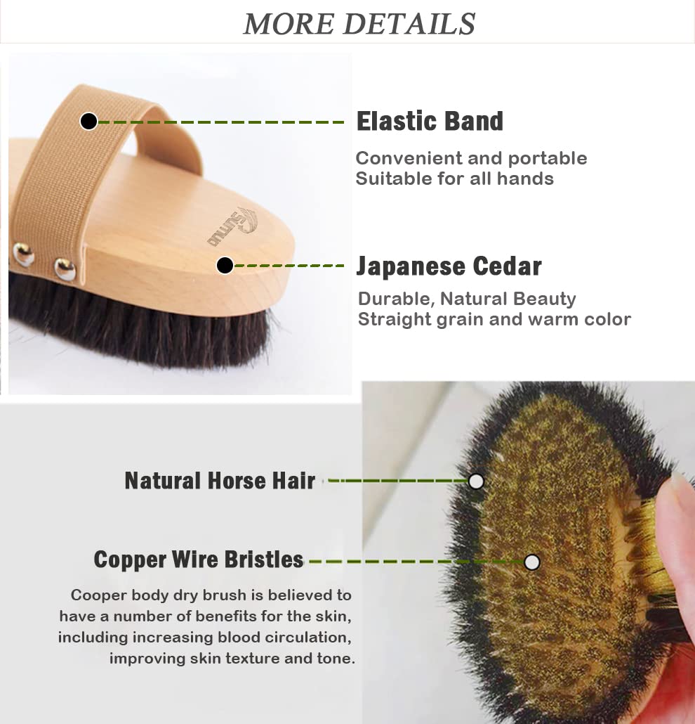 SURNUO Copper Body Brush - Ion Dry Brush to Wake Up, Smooth Skin, and Reduce Stress Beauty and Personal Care Surnuo