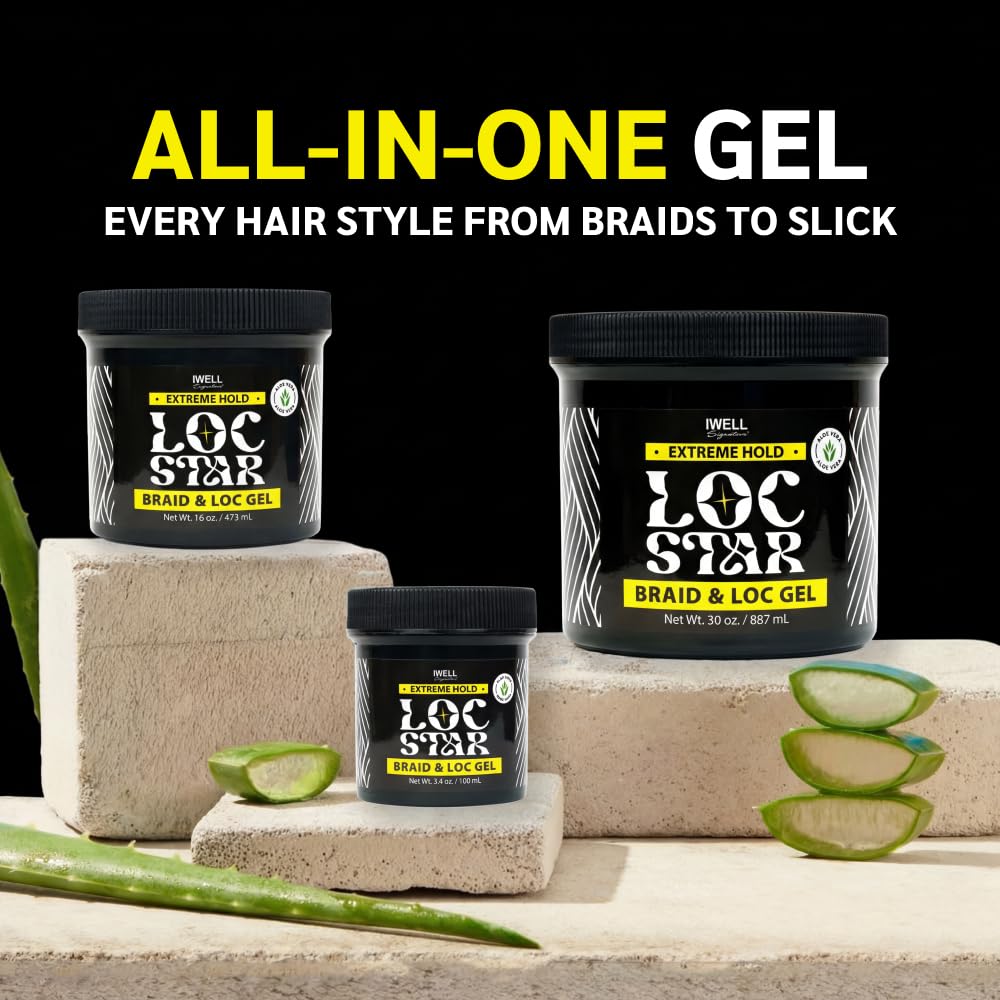 IWELL Signature Loc Star Braid & Loc Gel, 16 fl oz | Extreme Hold for Braids, Locs, Twists, Cornrows & Edges | Smooths & Tames Frizz | No Heavy Beauty & Personal Care IWELL Signature