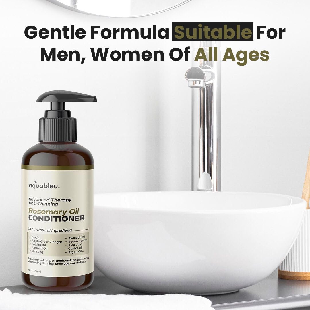 Aquableu Advanced Therapy Anti-Thinning Rosemary Oil Conditioner - Infused with 14 All-Natural Ingredients for Enhanced Volume, Strength, Thickness Beauty & Personal Care Aquableu