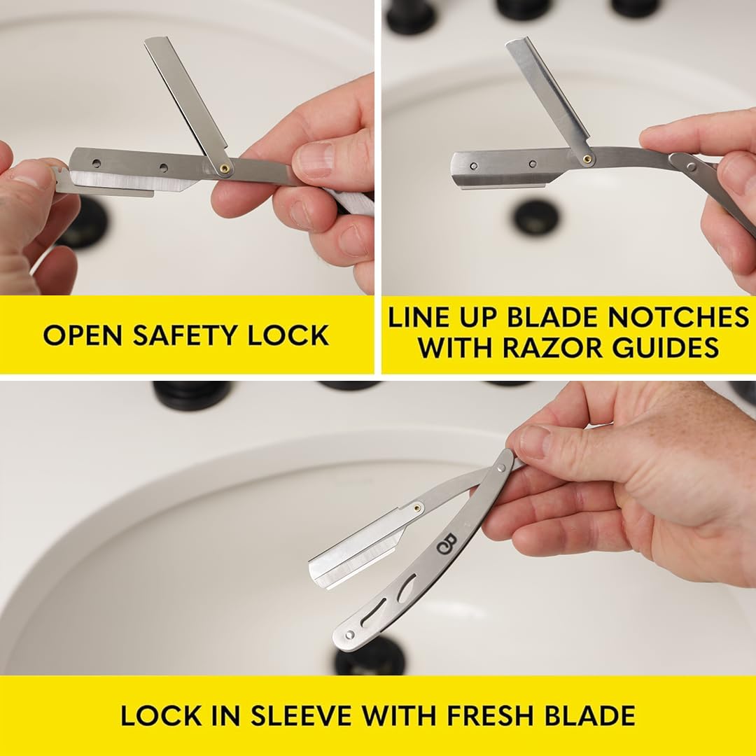 The Beard Club Straight Razor for Men - Navajas Para Barbero - Barber Straight Edge Razor Kit - Single Derby Blade Cutthroat With 5 Replaceable Beauty and Personal Care The Beard Club
