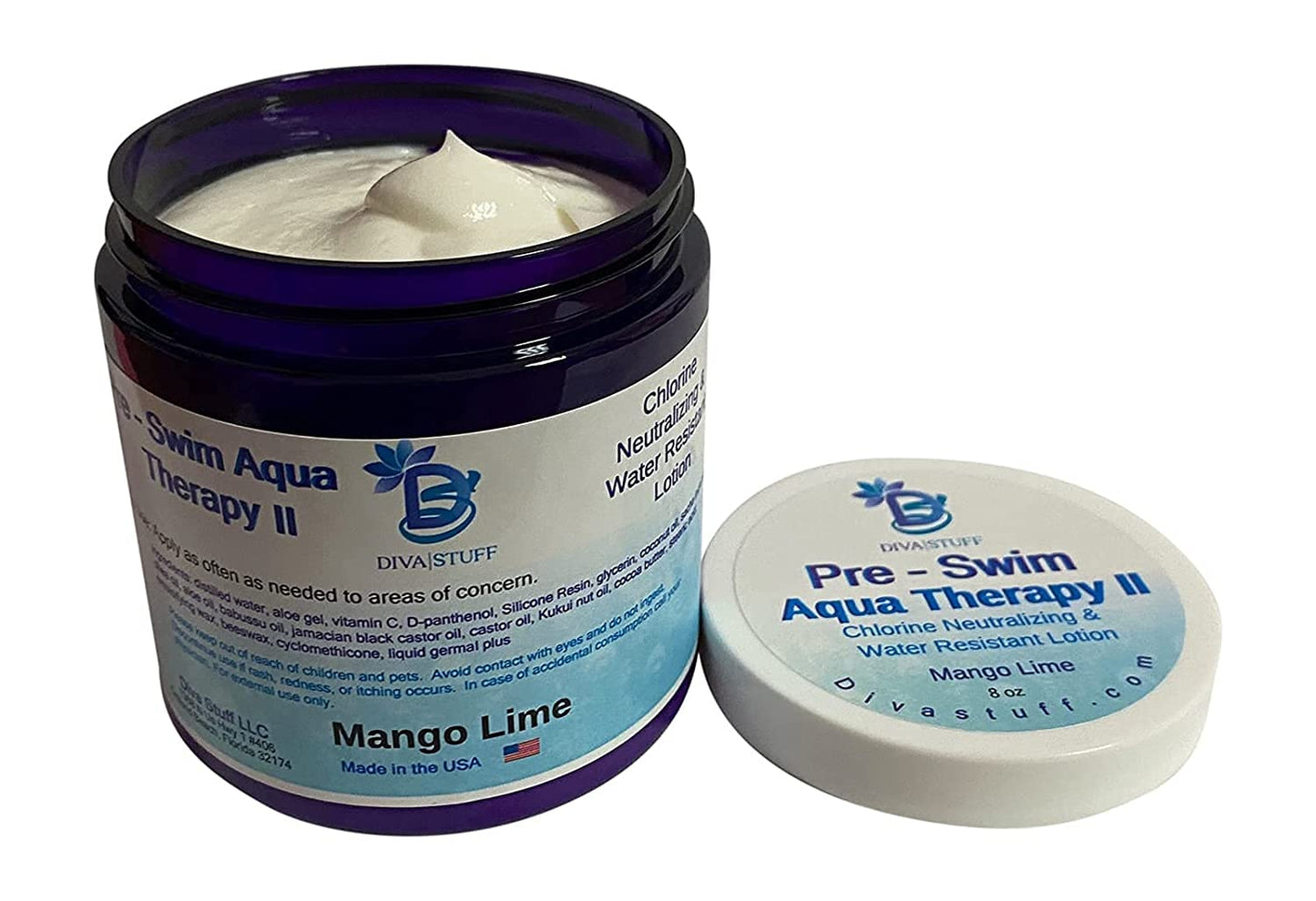 Diva Stuff Pre-Swim Aqua Therapy Chlorine Neutralizing Body Lotion, Protects Skin From Chlorine and Salt Water (Mango Lime Water Resistant) Beauty & Personal Care Diva Stuff