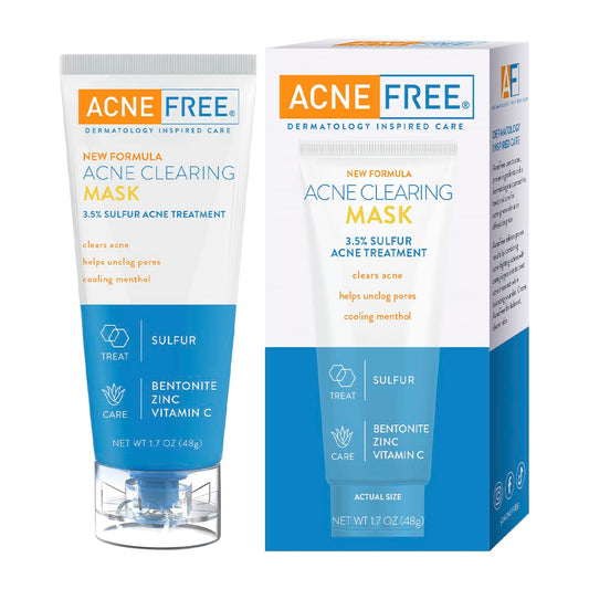 AcneFree Acne Clearing Mask, 3.5% Sulfur Acne Treatment, Absorbs Excess Oil and Unclogs Pores with Vitamin C, Bentonite, and Zinc, 1.7 Ounce Beauty & Personal Care AcneFree