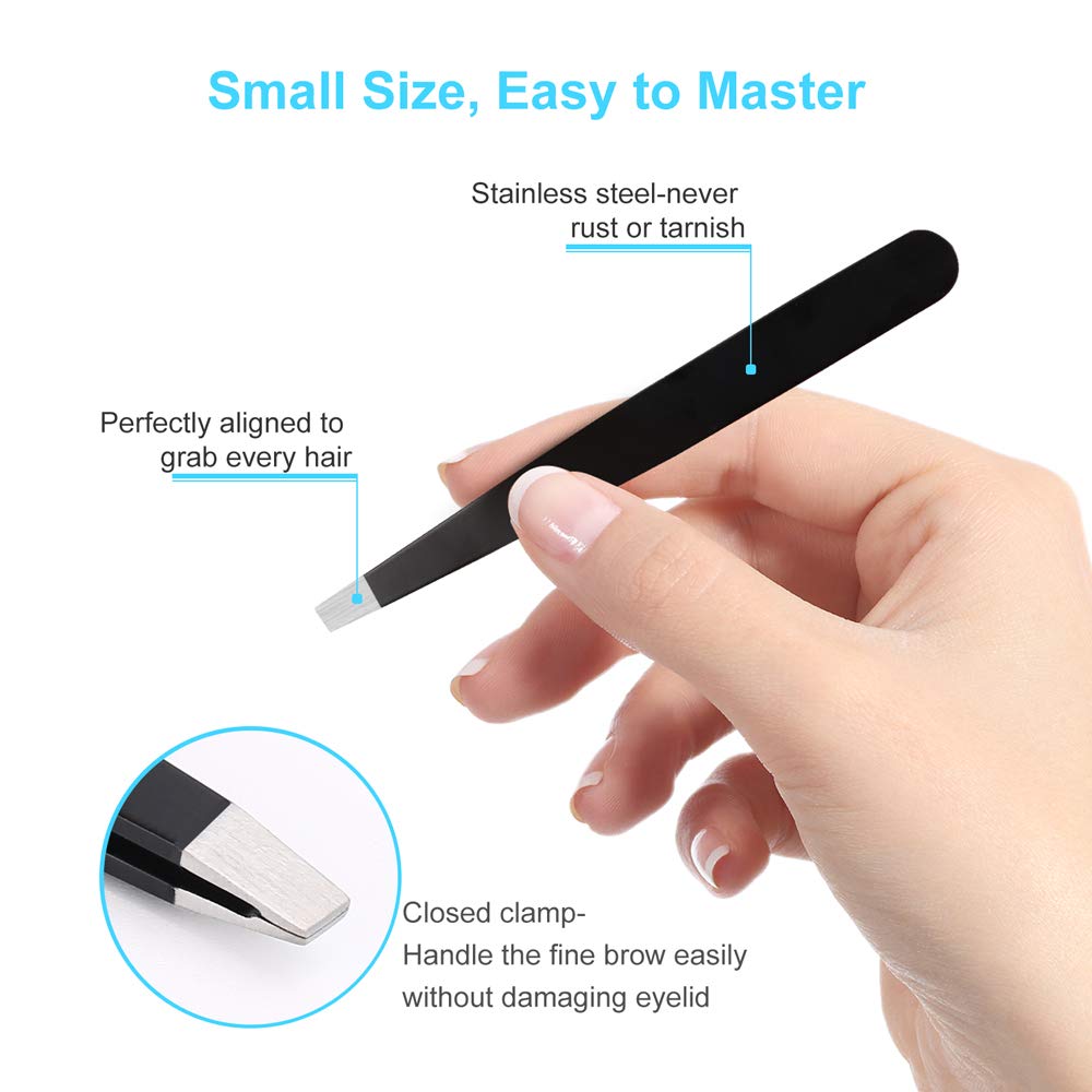 UUBAAR 6 PCS Professional Tweezers Set - Stainless Steel Precision Tweezer Kit for Eyebrows, Facial Hair, Ingrown Hair & Splinter Removal with Travel Beauty & Personal Care UUBAAR