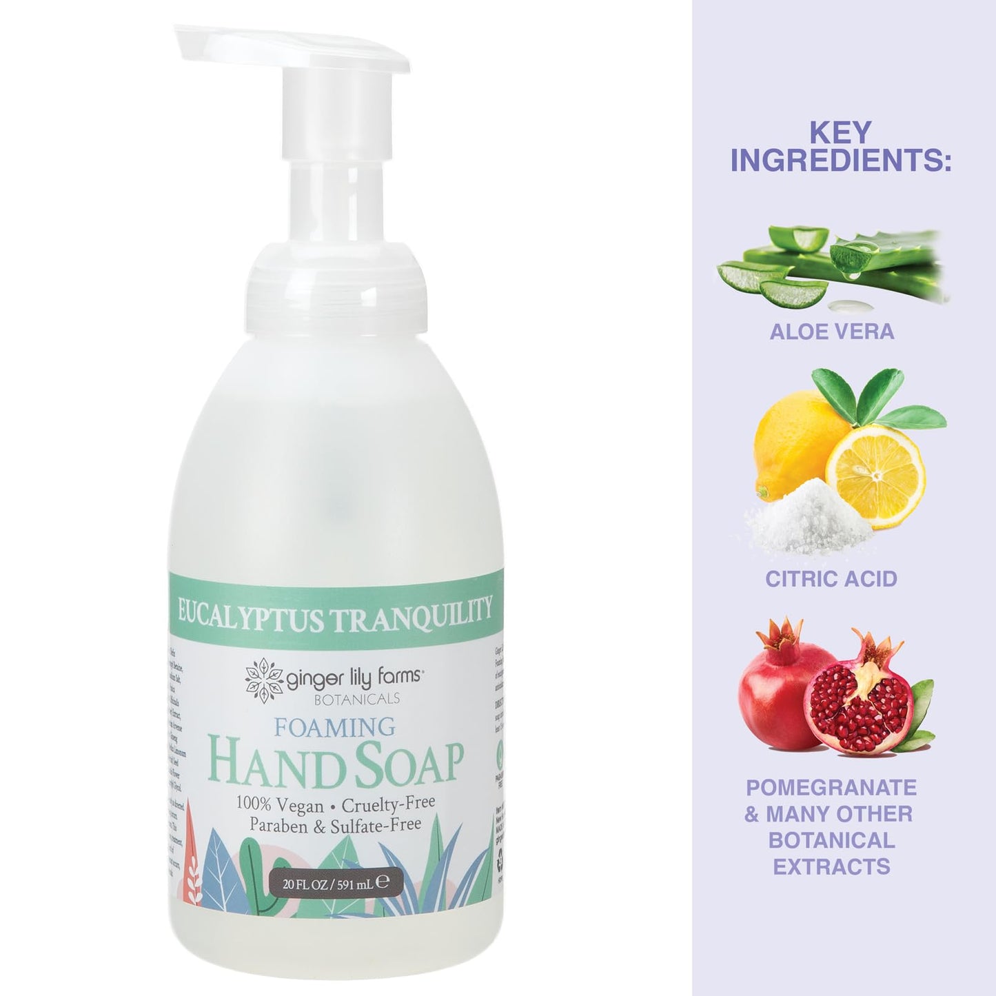Ginger Lily Farms Botanicals All-Purpose Foaming Hand Soap Refill, 100% Vegan & Cruelty-Free, Eucalyptus Tranquility Scent, 20 Fl Oz (Pack of 1) Beauty & Personal Care Ginger Lily Farms