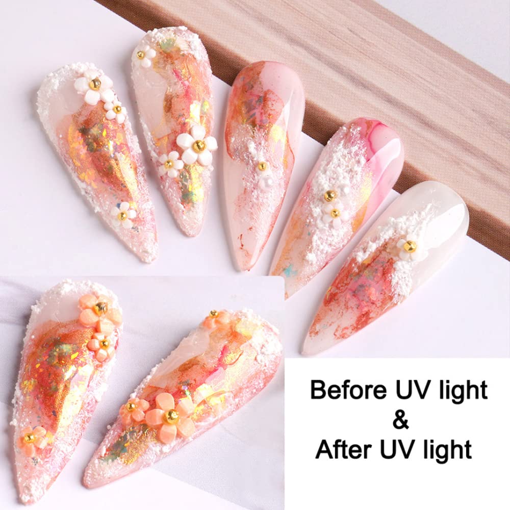 3D Flower Nail Art Charms, 6 Grids 3D Acrylic Nail Flowers Rhinestone Light Change Pink White Blue Cherry Blossom Acrylic Spring Nail Art Supplies Beauty & Personal Care Qdsuh