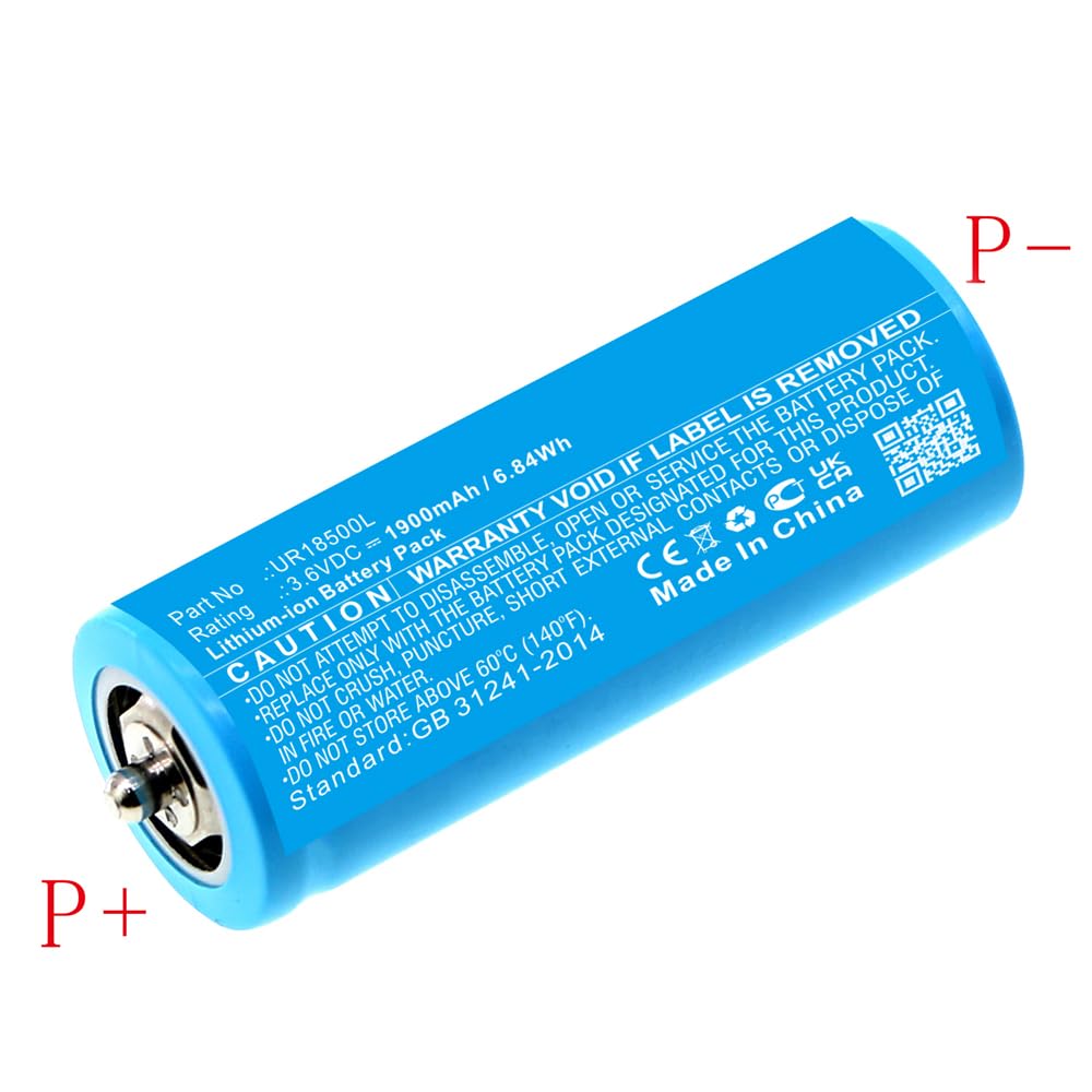 MPF Products 1900mAh UR18500Y, UR18500L, 81377206 Battery Replacement Compatible with Select Braun Series 5, Series 7, Series 8, Series 9, Pulsonic Beauty and Personal Care MPF Products