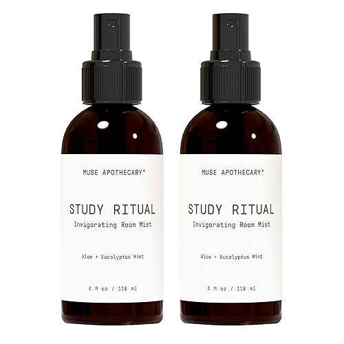 Muse Apothecary Study Ritual - Aromatic and Invigorating Room Mist, 4 oz, Infused with Natural Essential Oils - Aloe + Eucalyptus Mint, 2 Pack Beauty & Personal Care Muse Apothecary