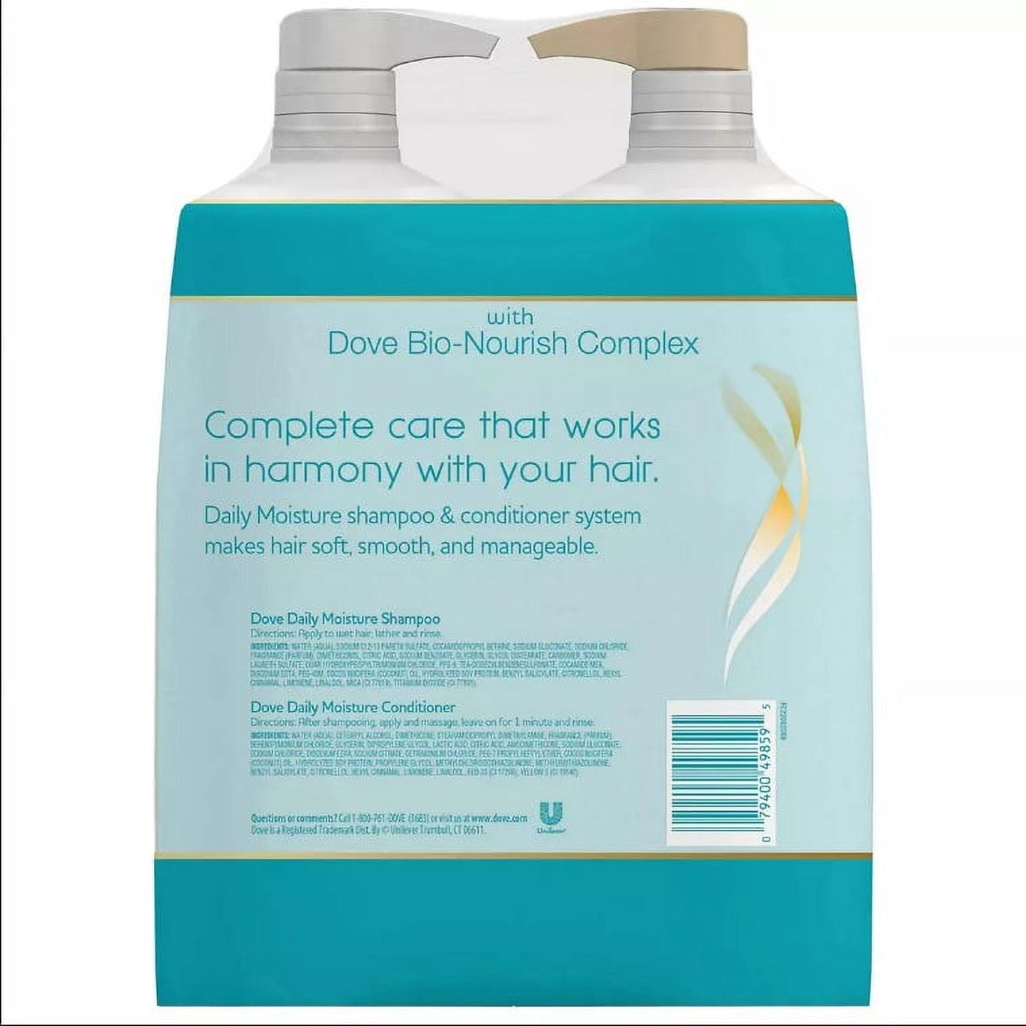 Dove Daily Moisture Shampoo & Conditioner Set - Deep Hydration with Hyaluronic Acid for Smoothing & Revitalizing Dry, Damaged Hair, 18 Oz Ea Beauty & Personal Care Dove