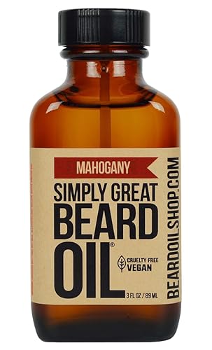 Simply Great Beard Oil - MAHOGANY Scented - Holiday Gifts - Stocking Stuffers - Beard Conditioner - 3 Oz - Easy Applicator - Natural - Vegan Beauty & Personal Care Simply Great Beard Oil