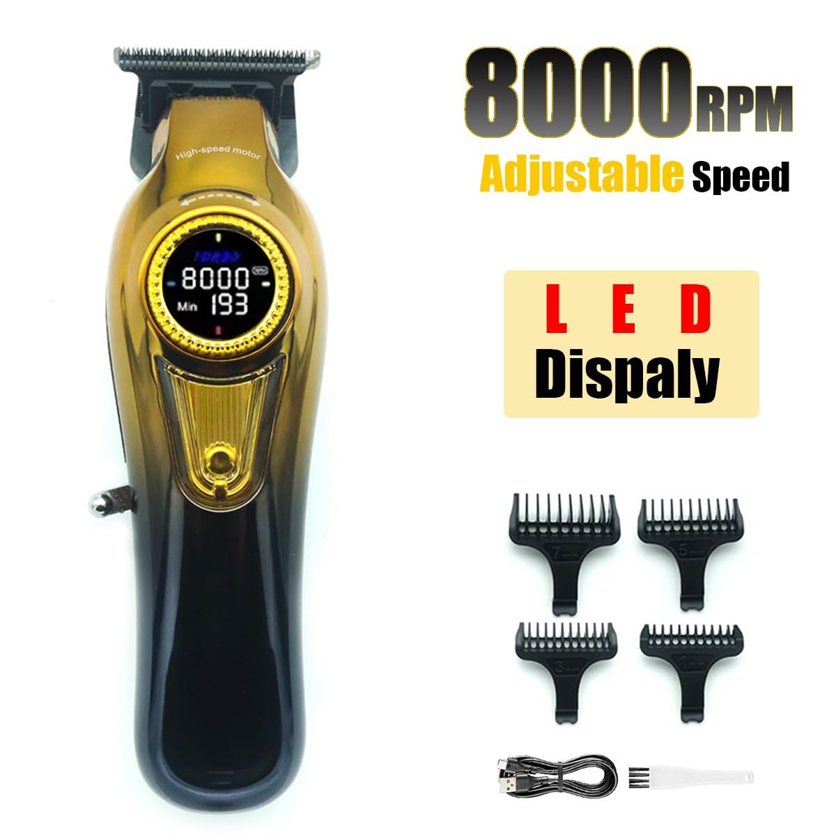 GLESVOWIO Pro Hair Clipper Trimmer for Men T-Blade LED Display Rotation Regulation Professional Finishing Machine Beauty and Personal Care GLESVOWIO