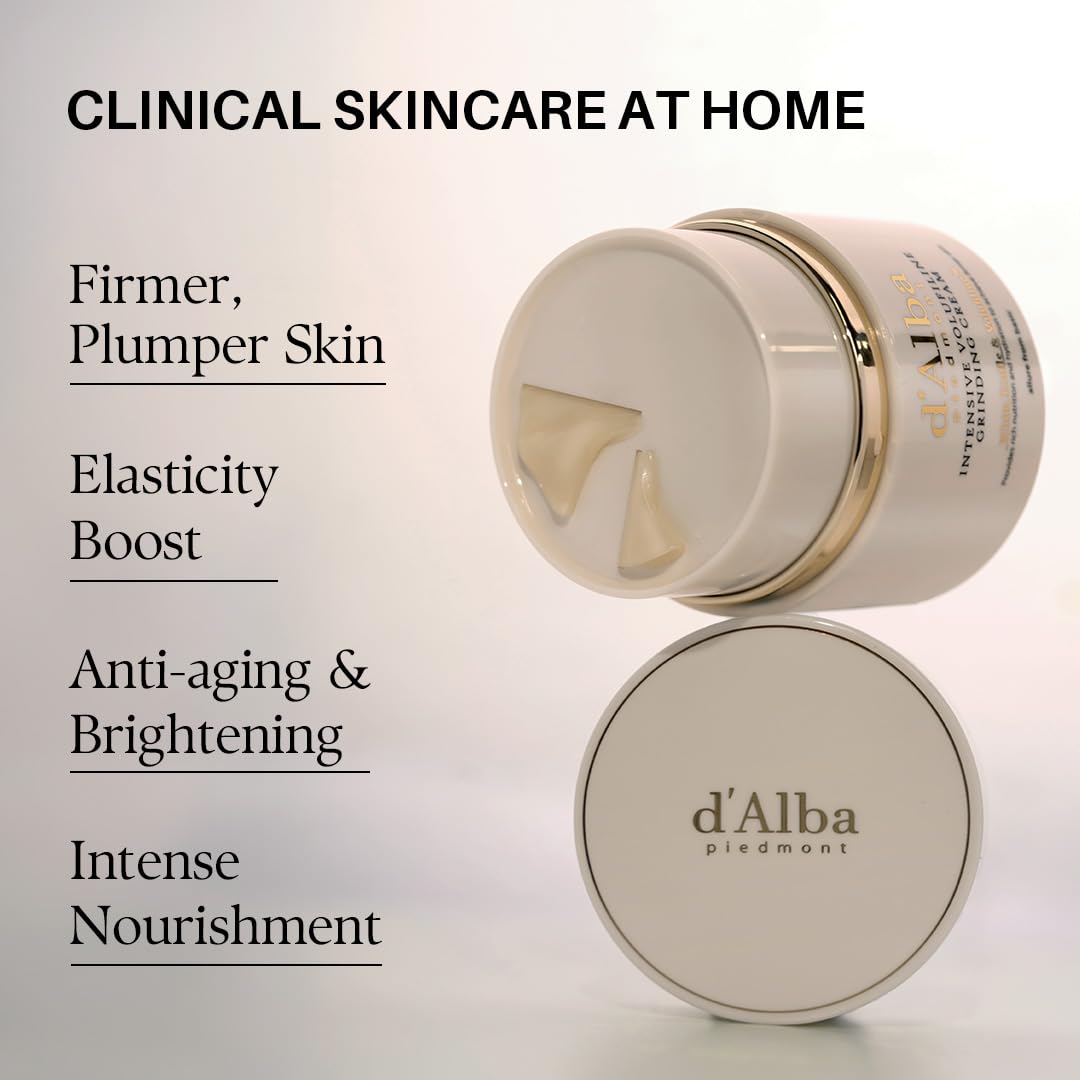 d'alba Piedmont Italian White Truffle Intensive Grinding Cream, Volufiline 50,000ppm, Vegan Collagen, Vegan Peptide Brush-On Lifting Cream for Smile Beauty and Personal Care d'alba Piedmont