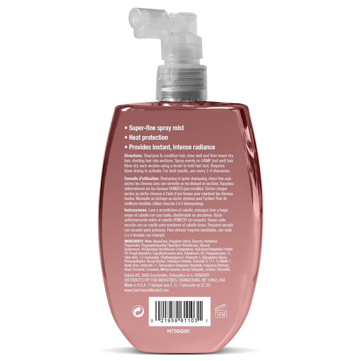 Hair Chemist Hair Gloss Liquid Glass Styling Spray 8 oz. - Detangling Anti Frizz Hair Products, Hair Gloss Spray, Shine Mist for Hair Beauty & Personal Care Hair Chemist