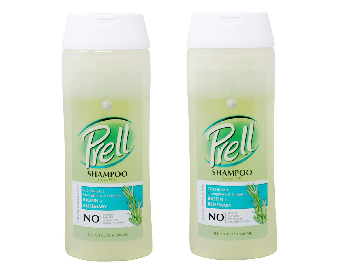 Prell Biotin & Rosemary Shampoo - Strengthens & Thickens Fine Damaged Hair | Color-Safe Formula | 13.5 fl oz | Pack of 2