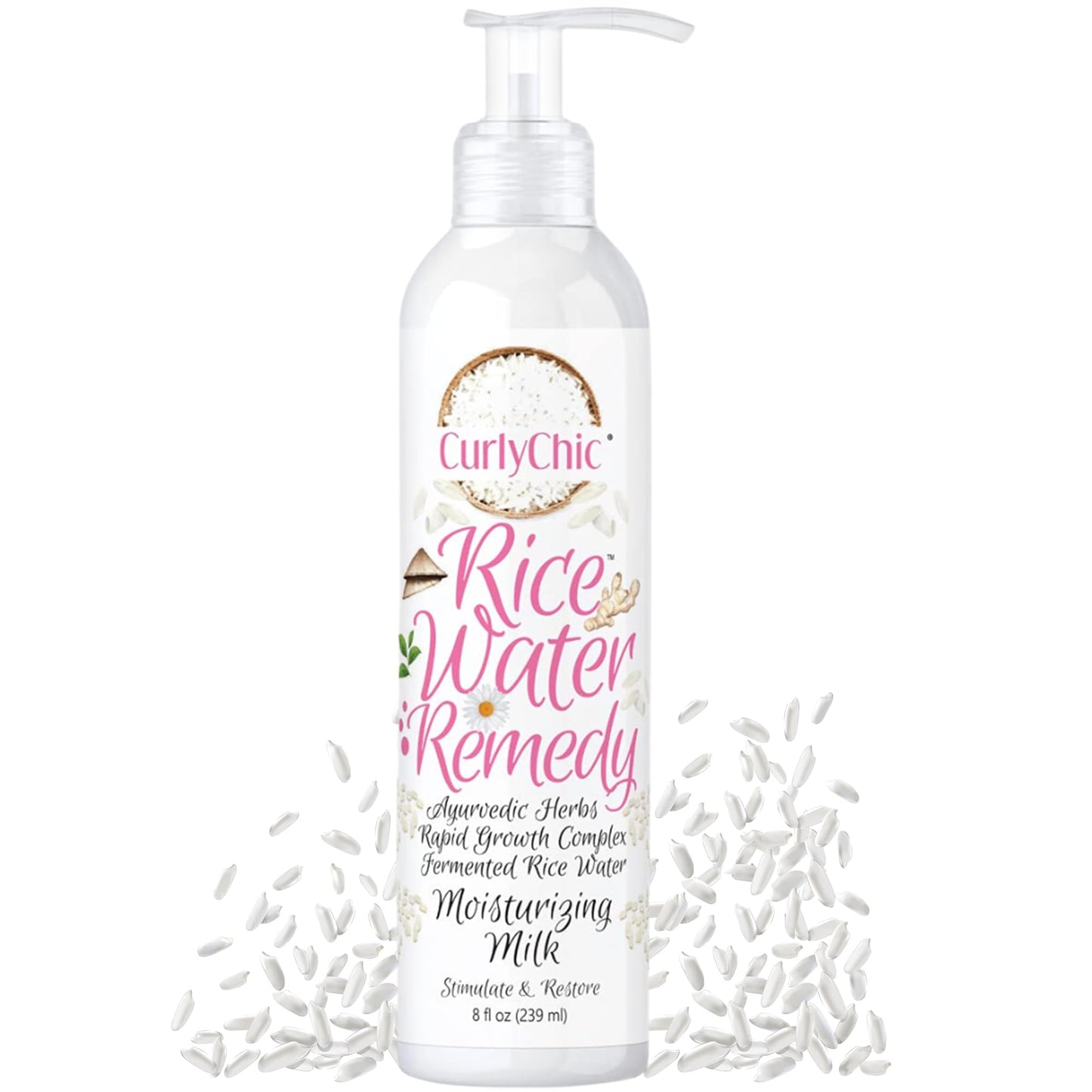 Curly Chic Rice Water Remedy Moisturizing Hair Milk - Hydrates, Detangles & Revives Dry Hair - Ayurvedic Herbs & Fermented Rice Water for Rapid Growth Beauty & Personal Care Curly Chic