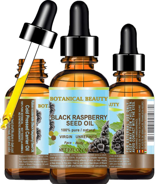 Botanical Beauty BLACK RASPBERRY SEED OI 100% Pure Natural Undiluted Virgin Unrefined Cold Pressed Carrier Oil for Face, Skin, Hair, Lip, Nails (2 Fl Beauty & Personal Care Botanical Beauty