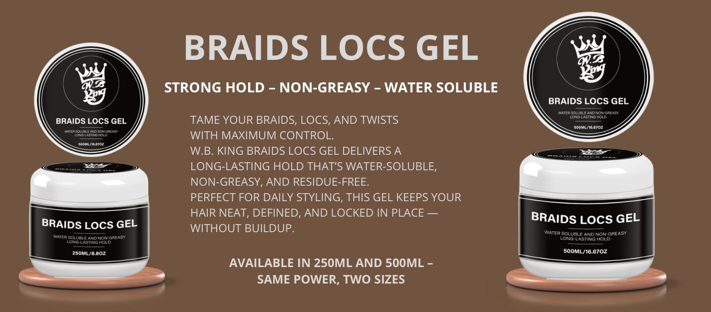 W.B king Braids & Locs Styling Gel - 500 ml (Large) Beauty & Personal Care W.B king