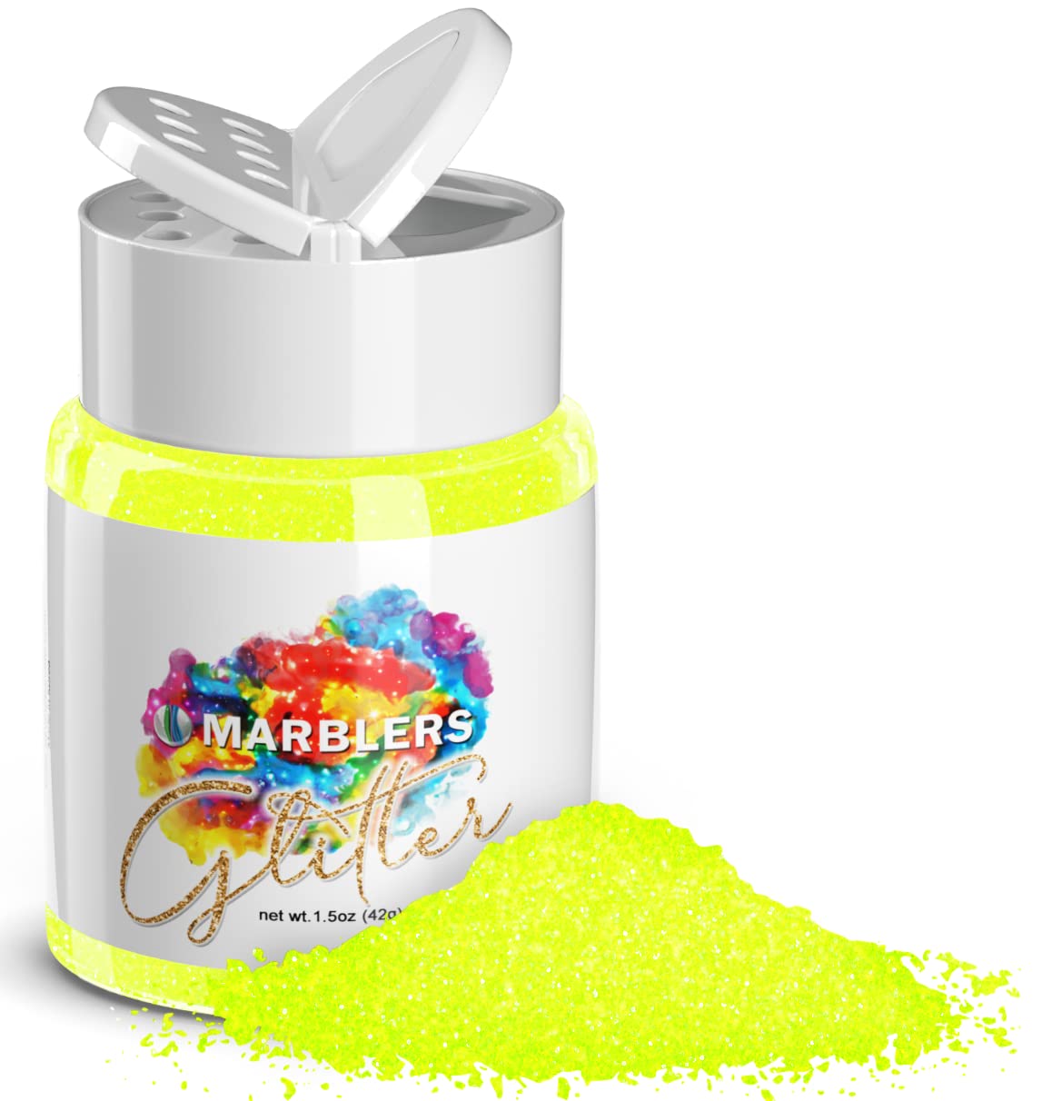 MARBLERS Neon Glitter [Fluorescent Yellow] 1.5oz (42g) | Fine | Non-Toxic, Vegan, Cruelty-Free | Face, Body, Eyeshadow, Hair, Festival, Party Makeup | Beauty & Personal Care MARBLERS