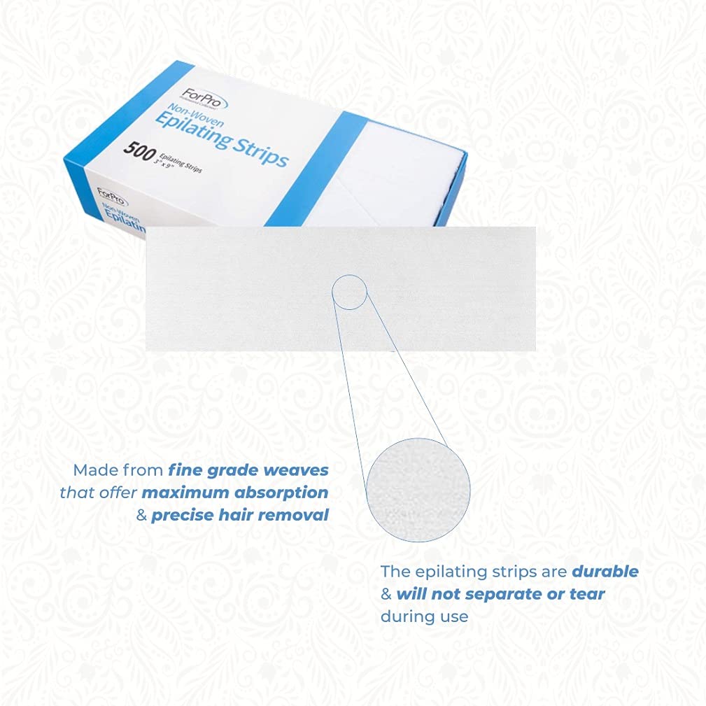 ForPro Professional Collection Non-Woven Epilating Strips, White, Tear-Resistant, Pre-Cut Strips For Hair Removal, 3" W x 9" L, 500-Count Beauty & Personal Care ForPro Professional Collection