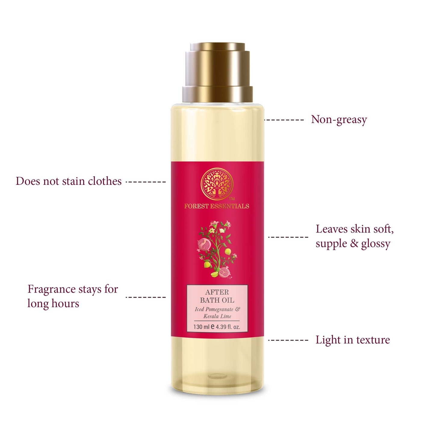 Forest Essentials After Bath Oil Iced Pomegranate & Kerala Lime 130ml (Body Oil) Beauty and Personal Care Forest Essentials