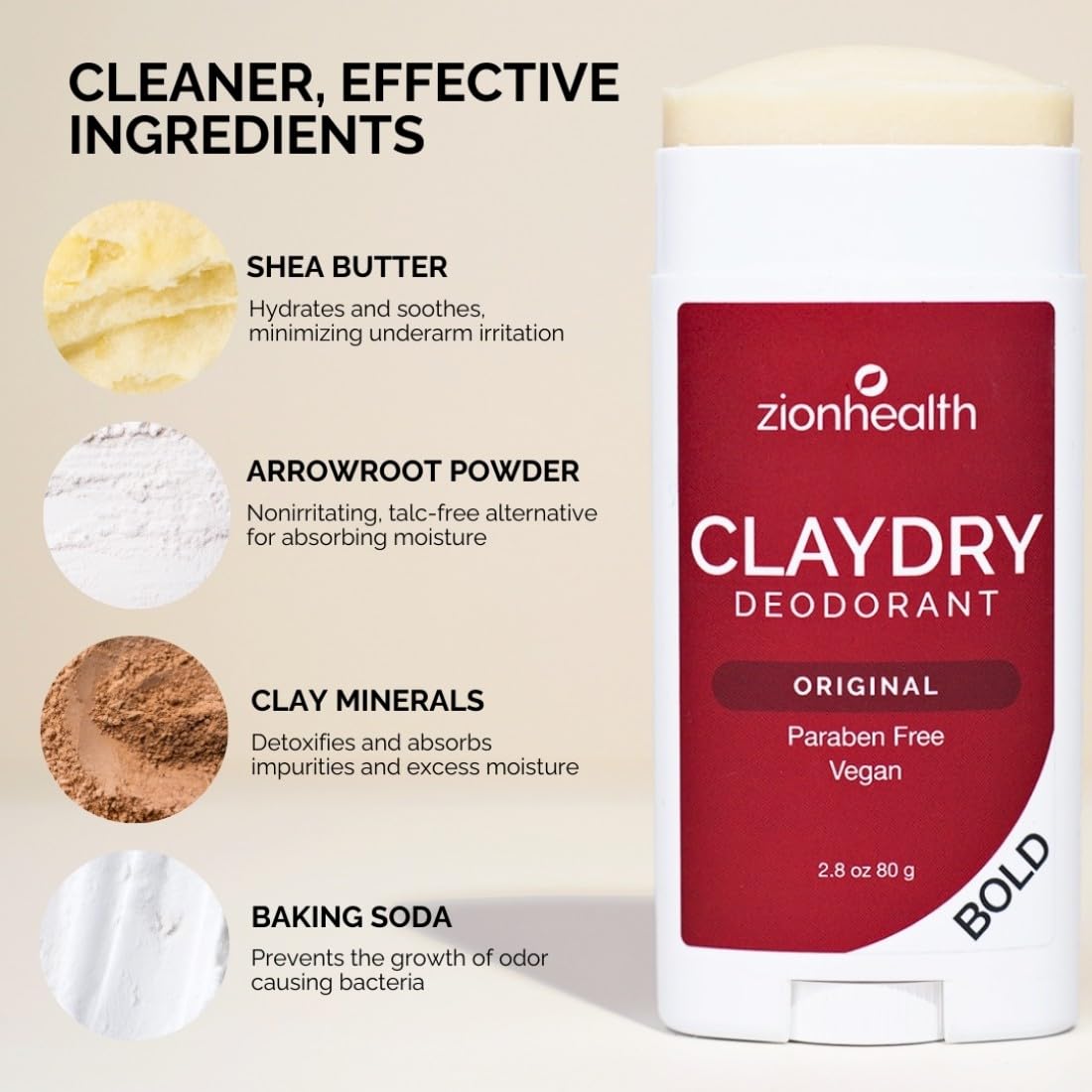 Zion Health Adama Minerals Clay Dry Deodorant Original - 2.8 oz Beauty and Personal Care Adama Minerals