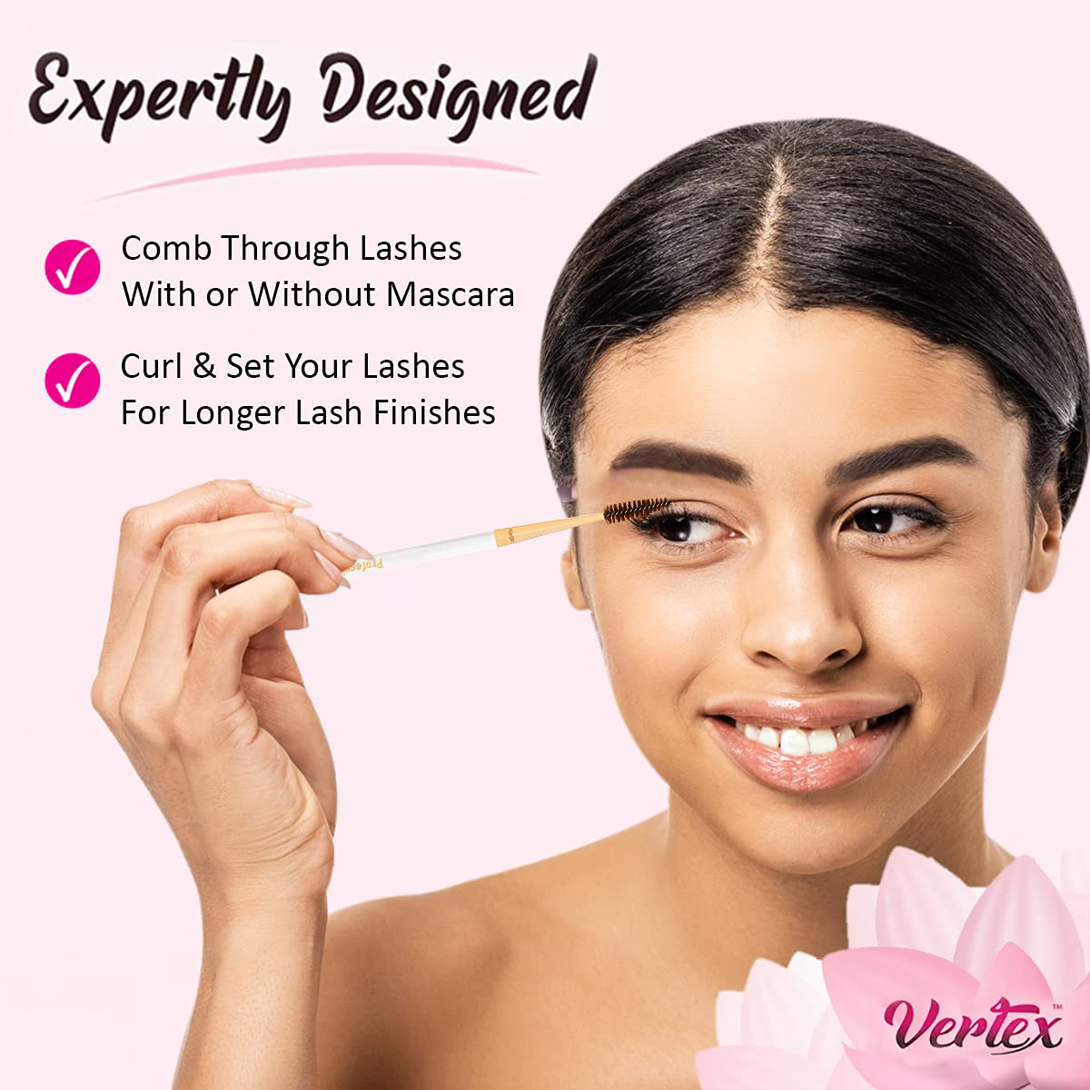 Vertex Eyebrow Brush Spoolie Comb - For Eyebrows Blending Brow Pomade | Small Angled Eyelash Brush For Longer Lashes Beauty & Personal Care Vertex