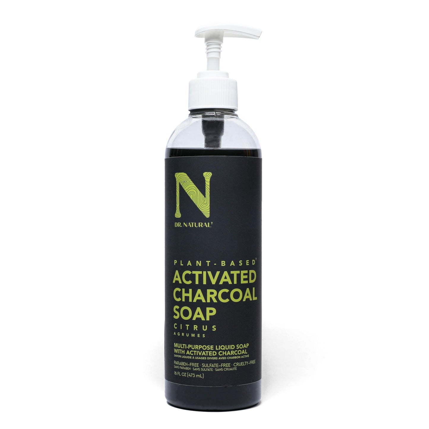 Dr. Natural Activated Charcoal Liquid Soap - Combat Acne and Blemishes - Deep Cleansing Body Wash - Gentle Body Soap for Clear Skin - Citrus - 16 oz Beauty & Personal Care Dr. Natural