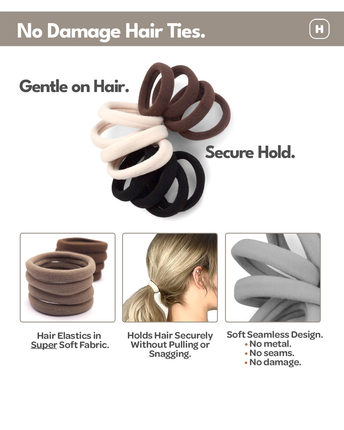 Cyndibands Seamless Hair Ties - Blonde - Gentle Hair Ties No Damage, Standard Size 1.5 Inch, Soft and Stretchy Nylon Fabric Ponytail Holders - 12 Beauty and Personal Care Cyndibands