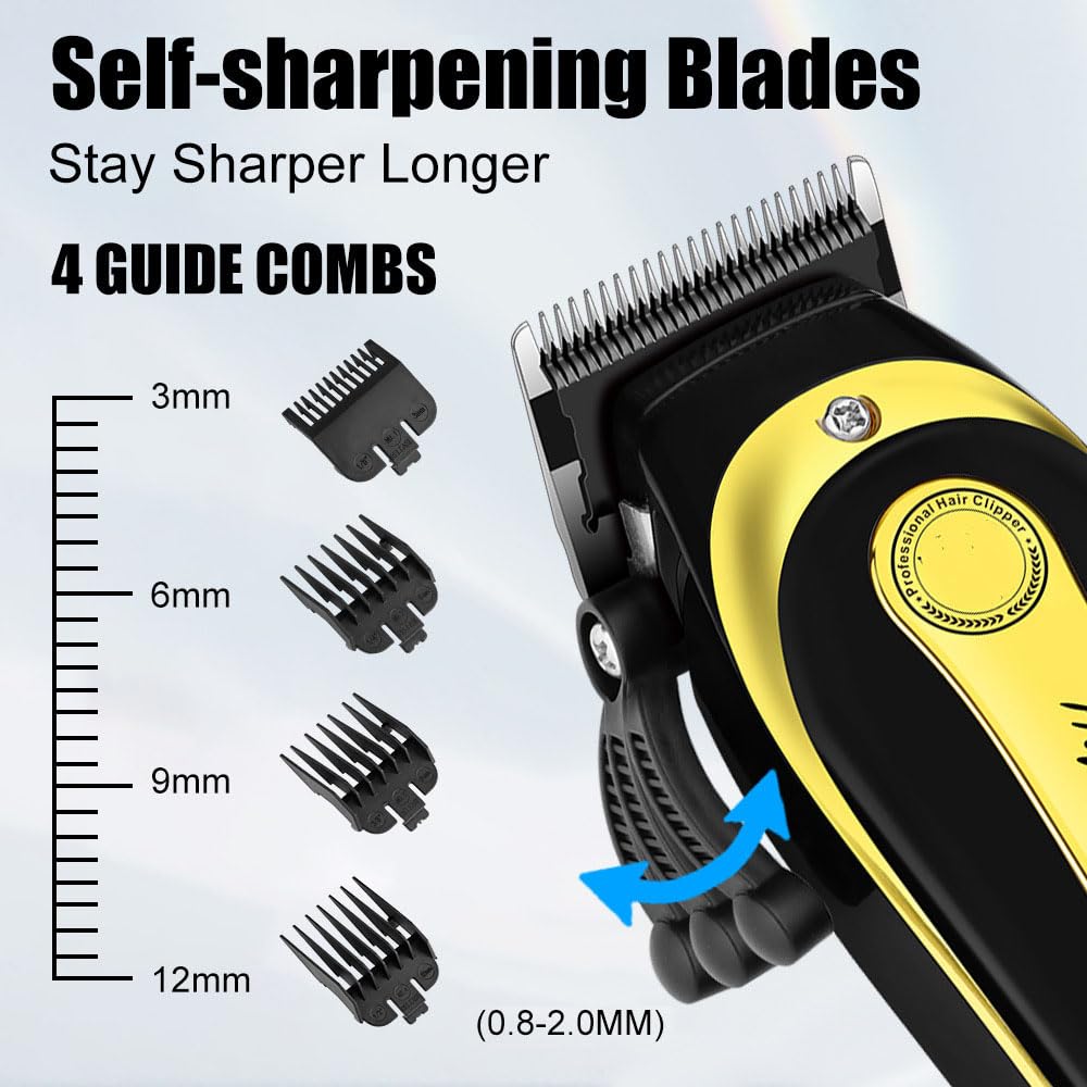 Men's Professional Cordless Hair Clippers for Men, Women, and Children,USC Charging Beard Trimmer with Stainless Steel Blade, 4 Guide Combs, Electric Beauty and Personal Care QDKVTNDJZ