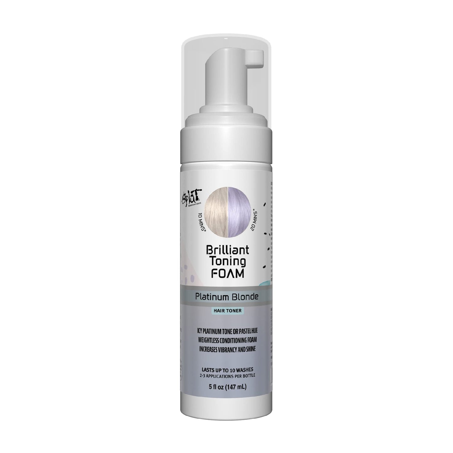 Splat Brilliant Toning Foam, Platinum Blonde, 5 oz., Hair Toner Lasts Up to 10 Washes, Weightless Conditioning Foam Increases Vibrancy and Shine Beauty & Personal Care Splat